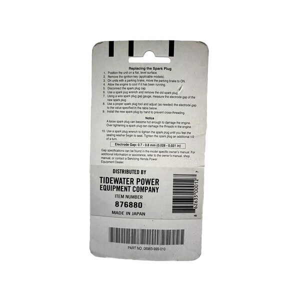 Replacement Spark Plug Honda versa mowers BPR5ES HRX217 NEW - Picture 2 of 2
